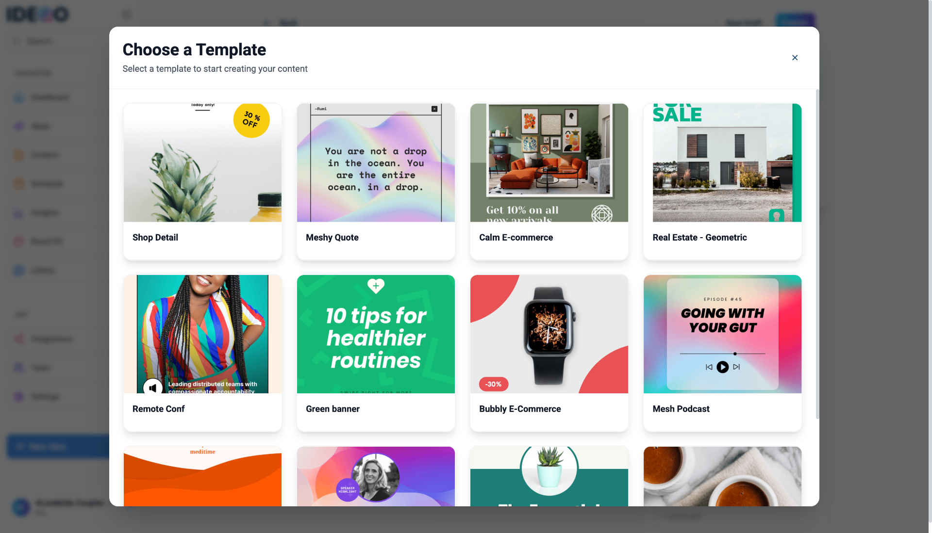 Templates Gallery Interface