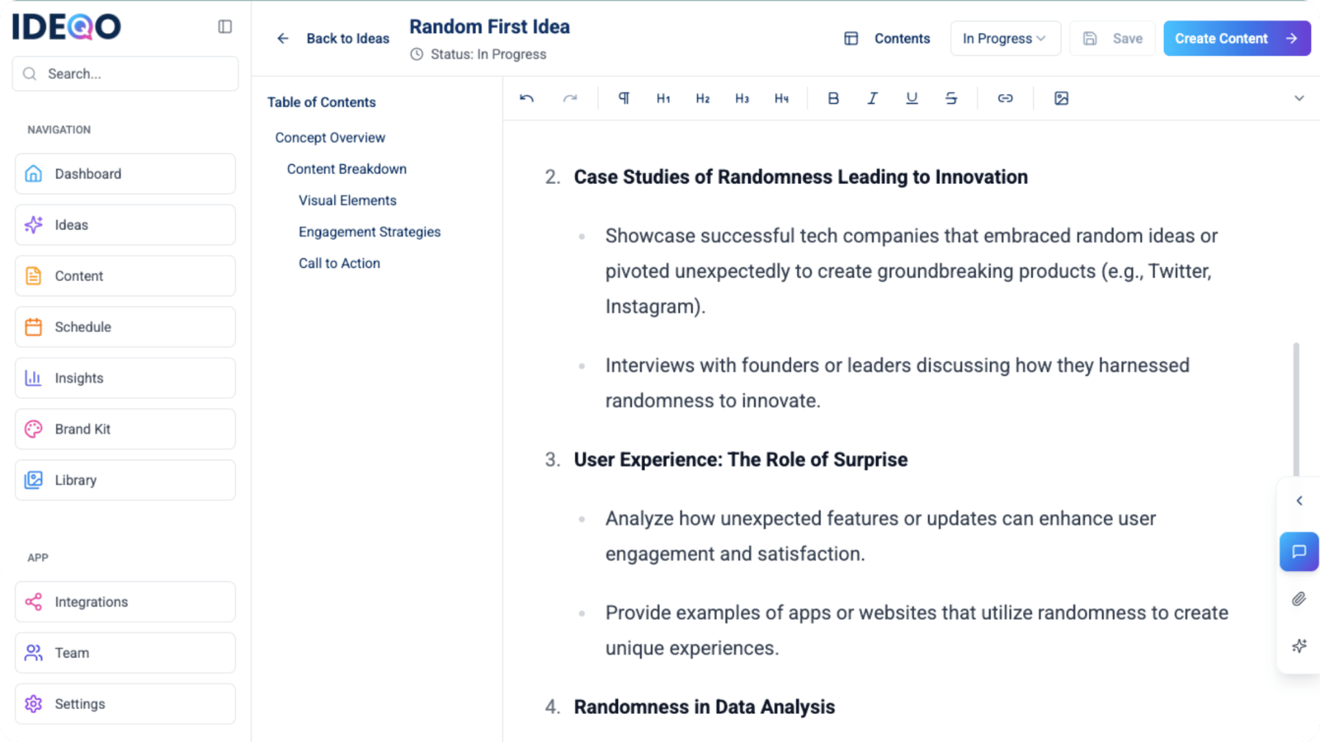 IDEQO Ideas Interface