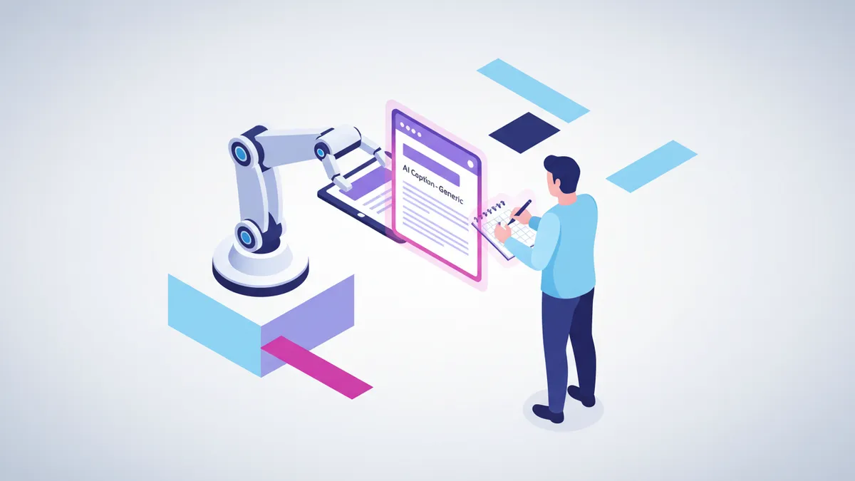 AI caption as a starting point: human editor adding the finishing touches.