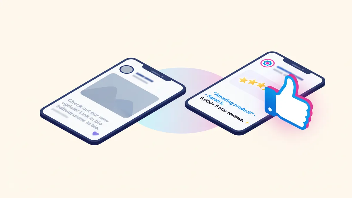 Comparing a generic caption to one with social proof: the social proof version performs better.