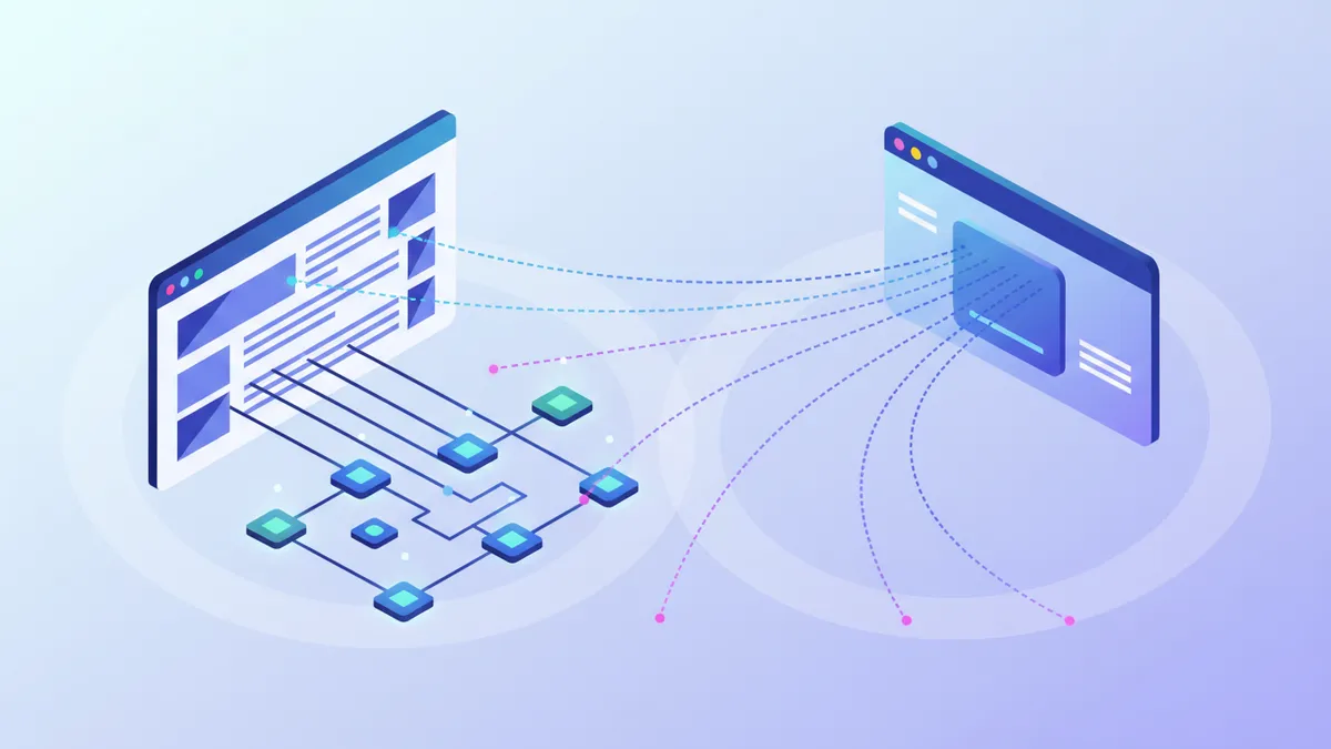 Illustration of Google's AI Overviews pulling data from a website with structured data.