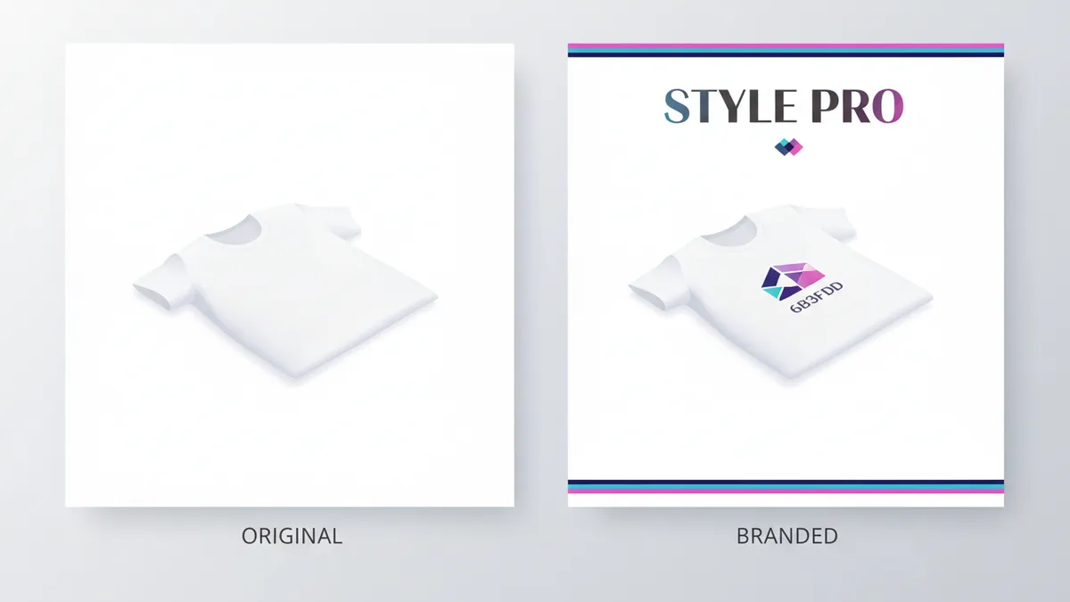 Brand Kit applied to a Pinterest pin showing logo placement, brand colors, and typography on a product image.