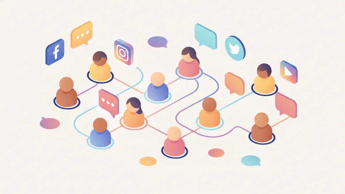 Abstract illustration representing community building on Instagram.