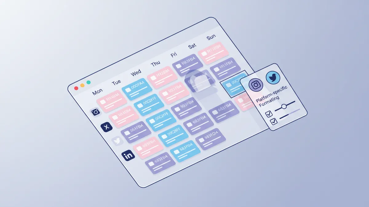 Screenshot of a content calendar interface showing scheduled social media posts.