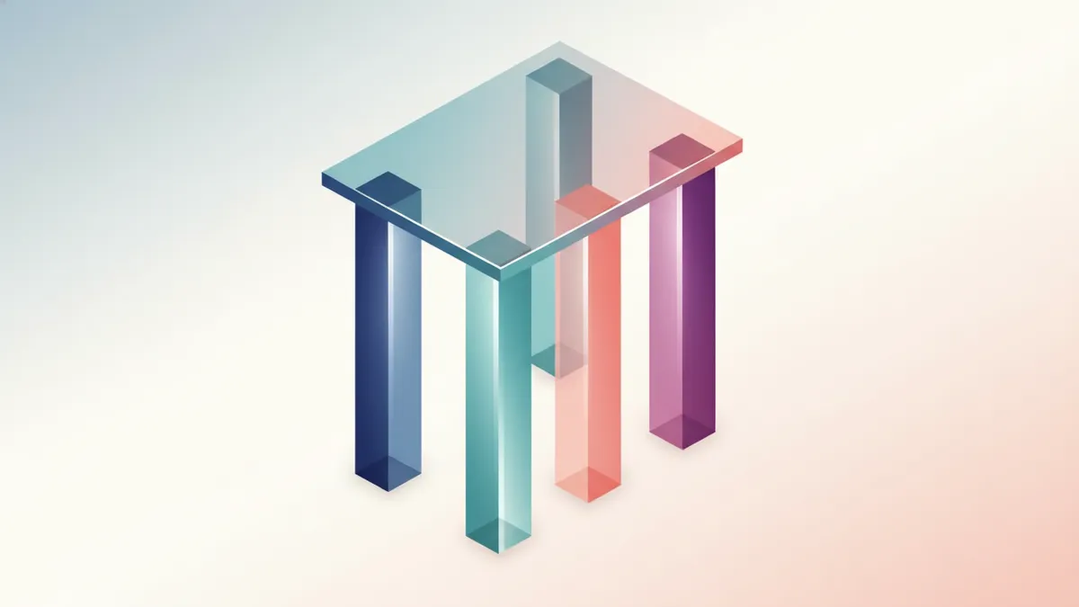 Illustration of four vertical pillars supporting a brand strategy structure.