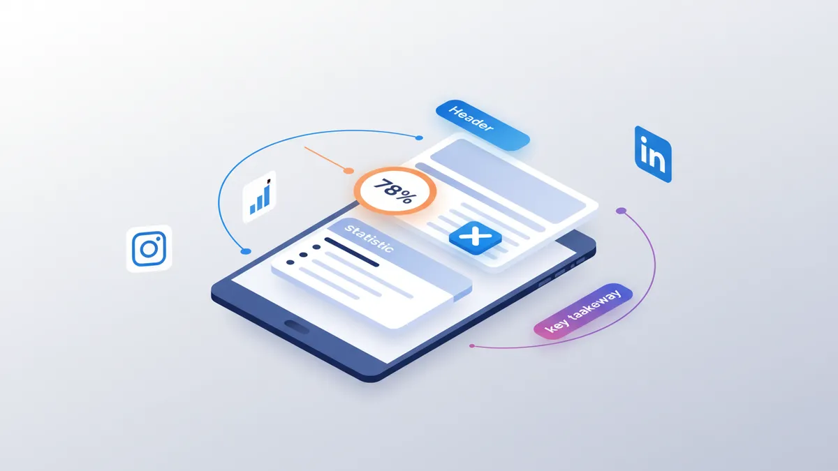 Illustration showing key content elements extracted from a blog post for repurposing to social media.