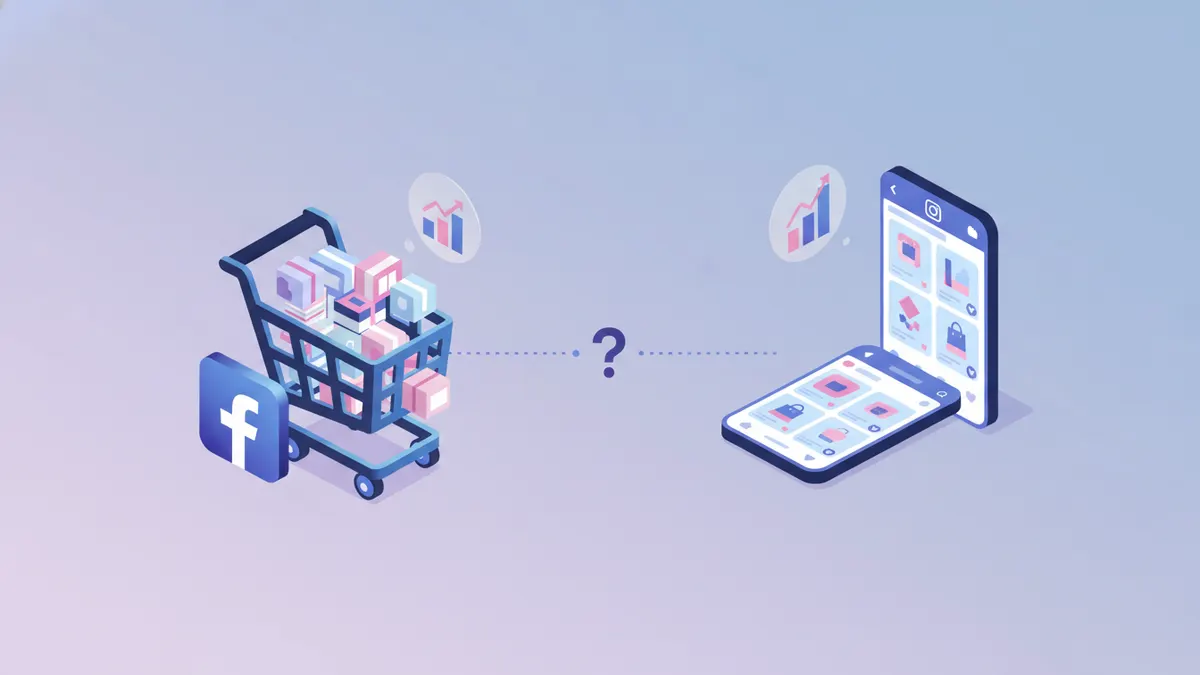 Side-by-side comparison of Facebook Shops and Instagram Shopping for e-commerce