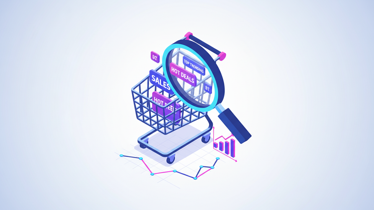 E-commerce keyword research guide showing search data and keyword categories