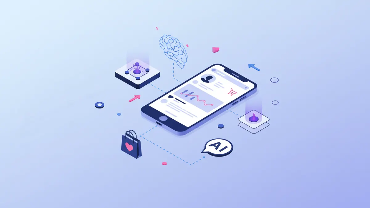 AI social media content for Shopify stores showing Brand Kit automation with logo, colors and AI-generated product captions