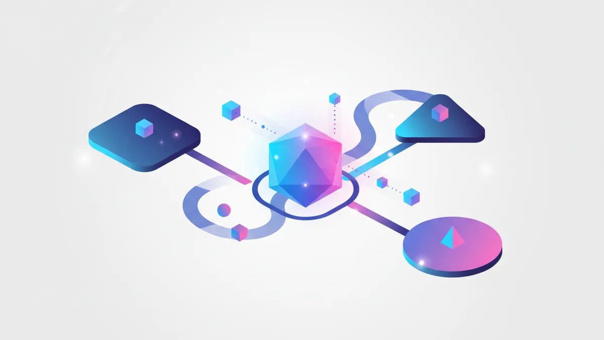 Abstract illustration of data flow between platforms.