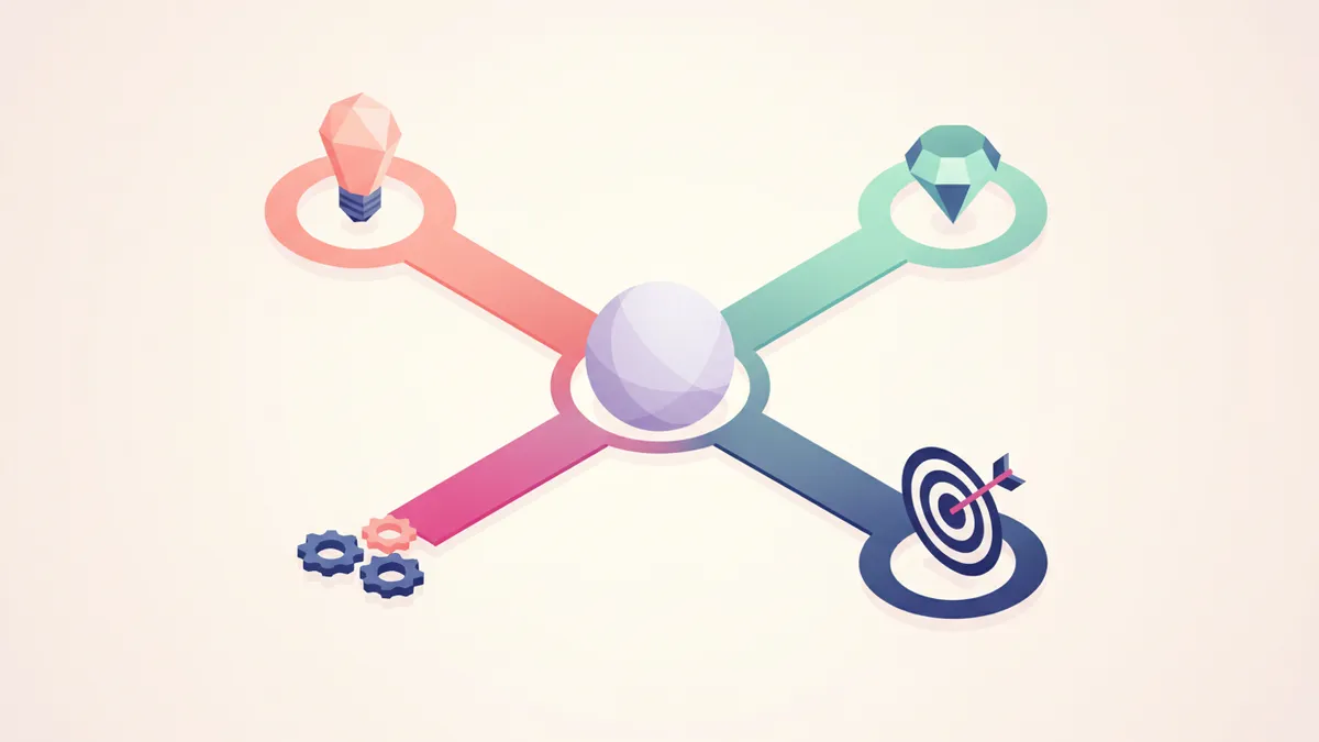 Abstract flowchart illustrating different paths for decision making.