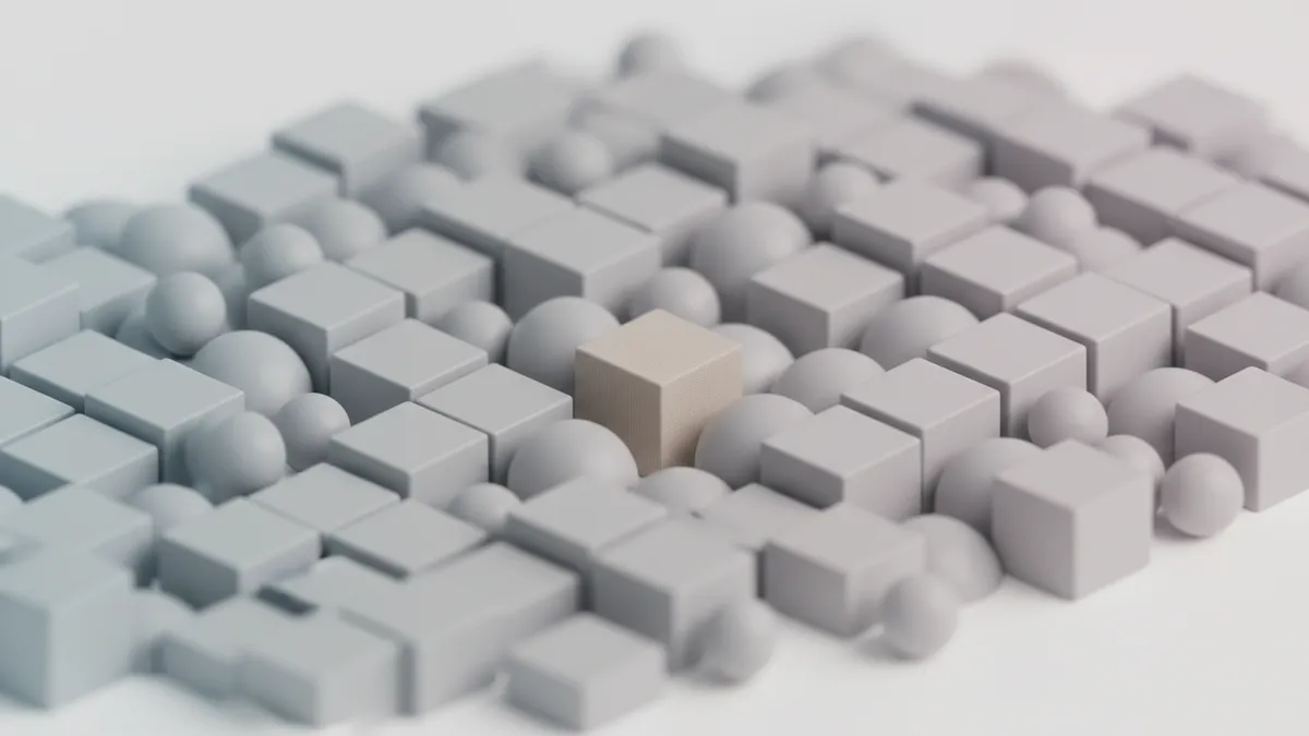 Abstract illustration representing the uniformity and lack of distinction in generic AI content.