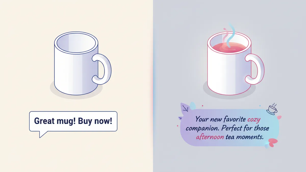 Comparison of generic AI content versus branded AI content.