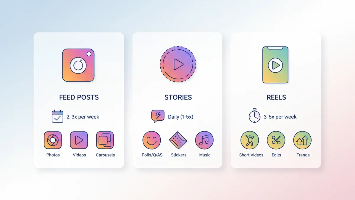 Graphic summarizing Instagram posting strategies.