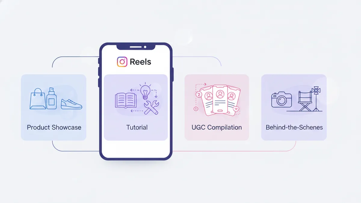 Graphic showing different formats of Instagram Reels for e-commerce.