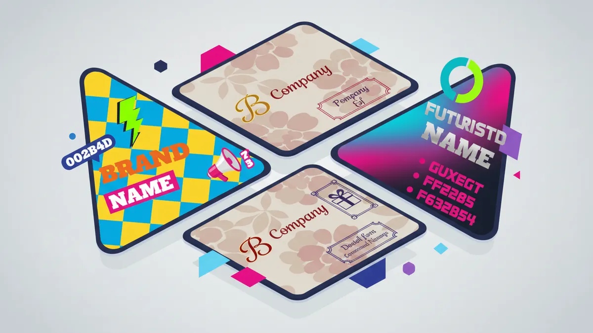 Illustration showing inconsistent branding across multiple social media posts.