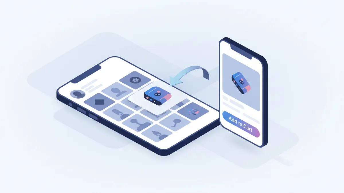 Illustration of Later's Linkin.bio feature, showing an Instagram post linking to a product page.