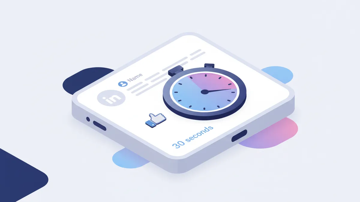 Illustration emphasizing that dwell time is more important than likes on LinkedIn.