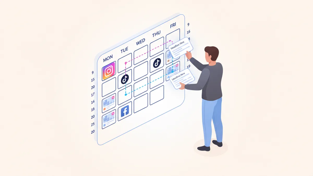 Person scheduling social media posts in a calendar interface.