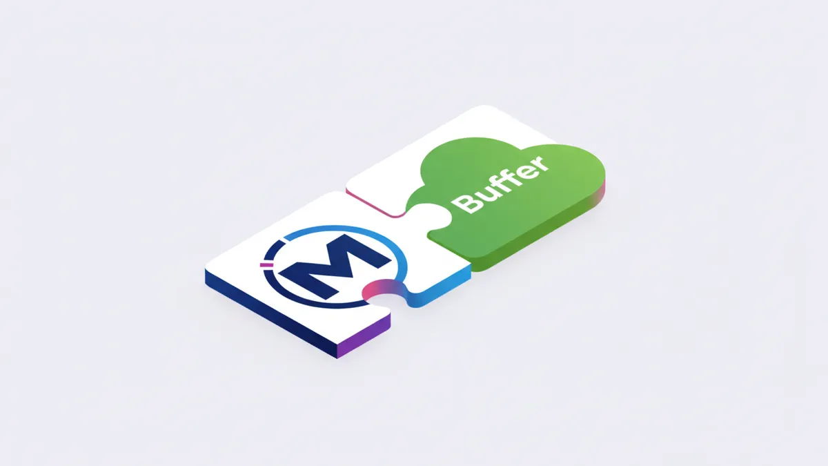 Metricool and Buffer logos fitting together like puzzle pieces.