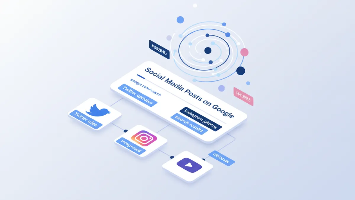 Illustration of social media posts appearing in search results.