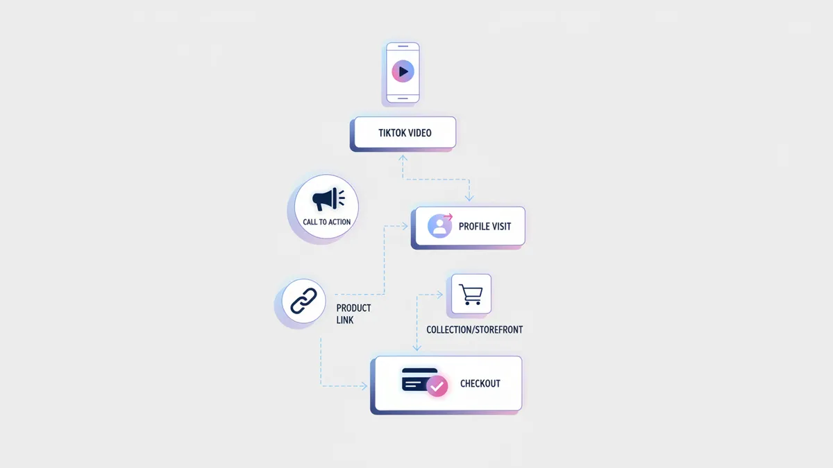 Flowchart showing the steps to optimize the path from TikTok video to checkout.