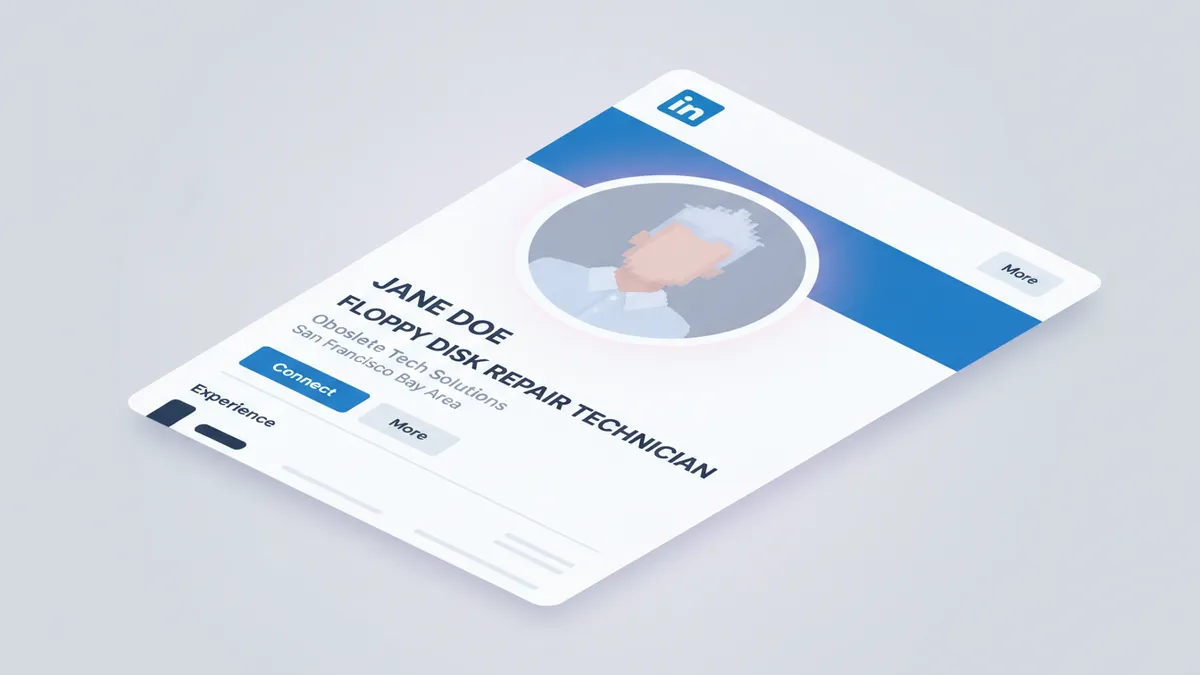 Outdated LinkedIn profile with an obsolete job title.