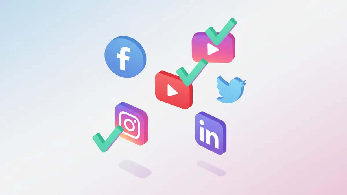 Isometric graphic showing social media platform selection for Shopify stores.
