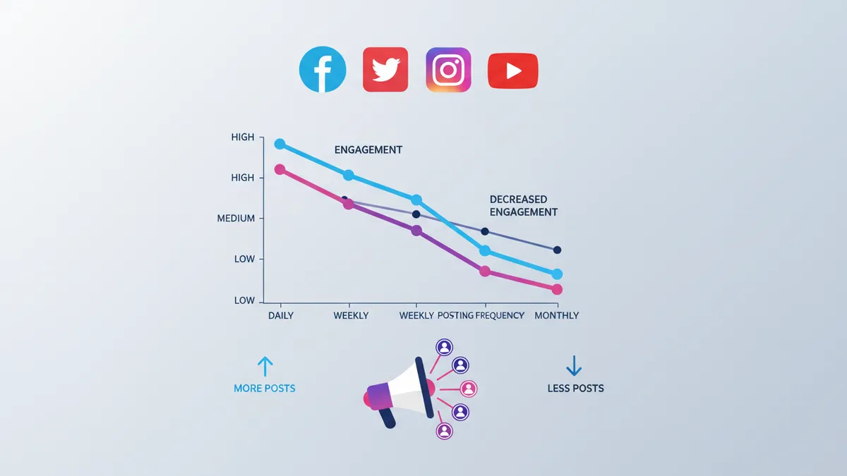Infographic showing the correlation between social media posting frequency and audience reach.
