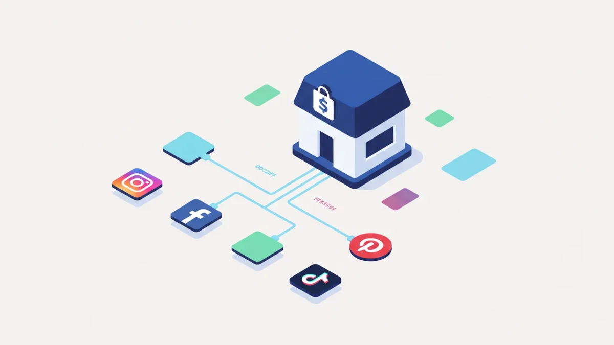 Shopify store connected to social media apps.