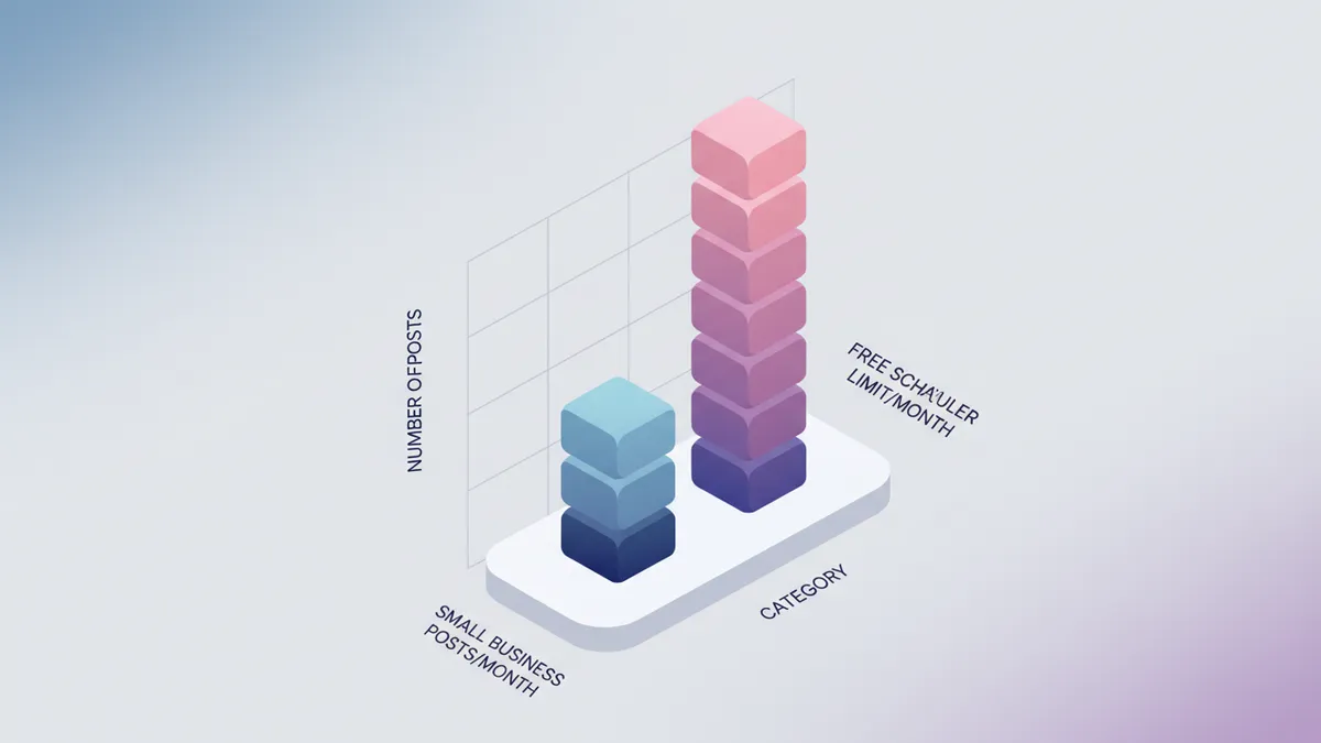 Bar graph comparing typical small business monthly posts vs. free scheduler limits.