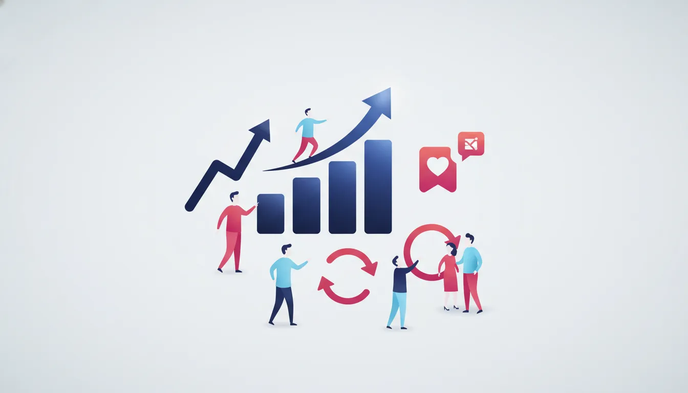 Infographic of key social media metrics and their benchmarks.