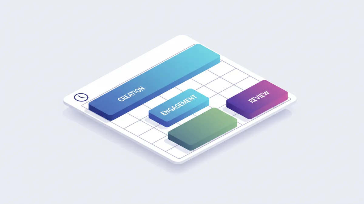 Time blocking for social media: Creation, Engagement, and Review.