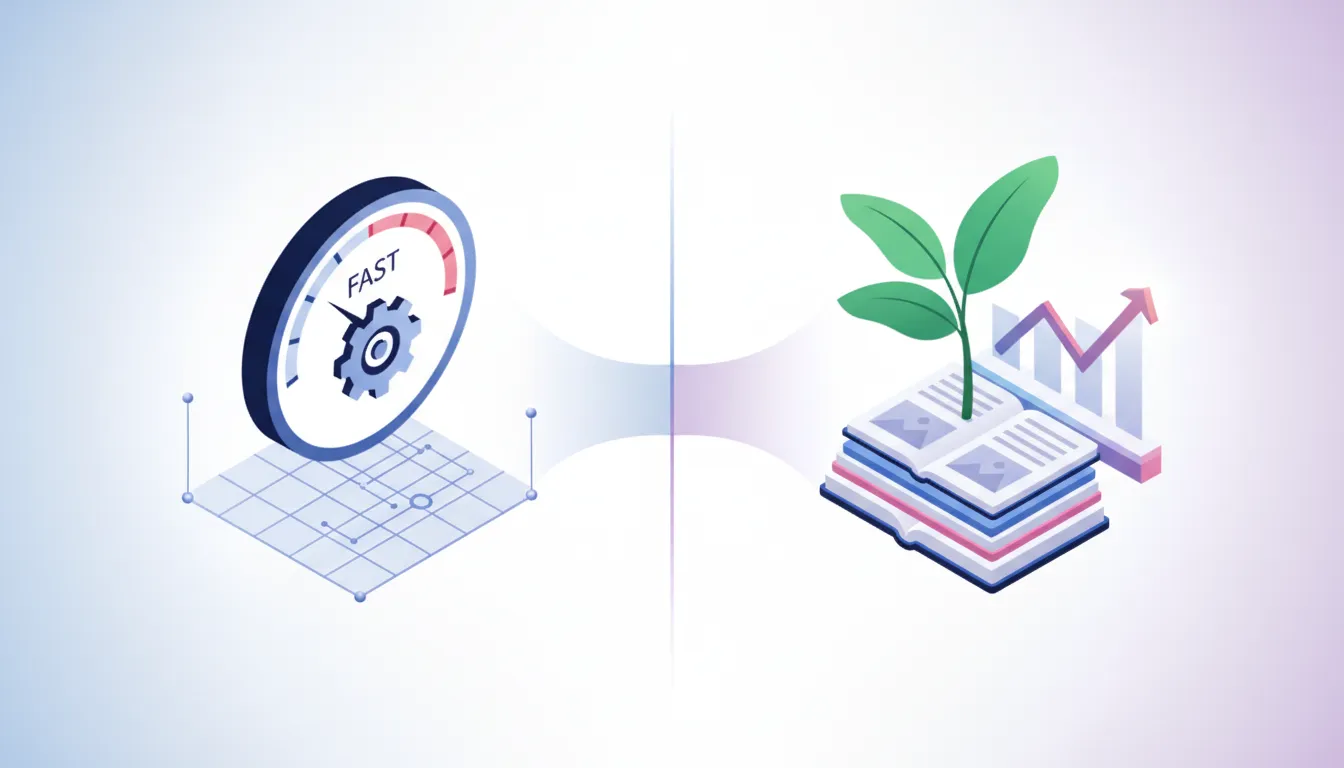 Technical SEO as a small foundation, content SEO as a large, growing structure.