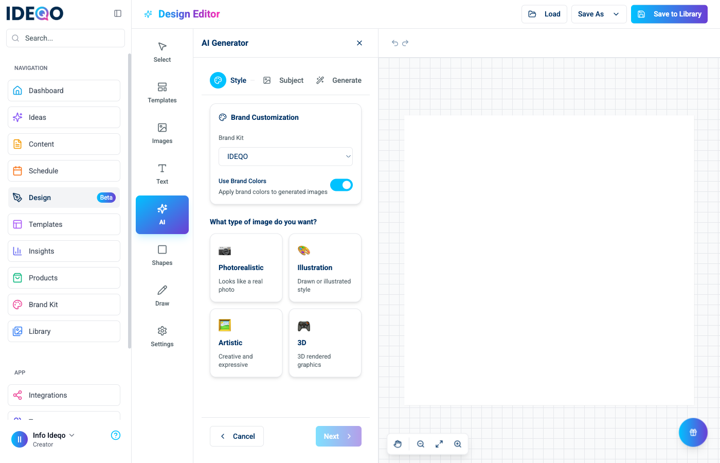 AI Generator in Design Editor