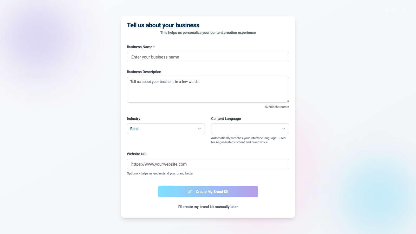 Brand Kit Setup Form